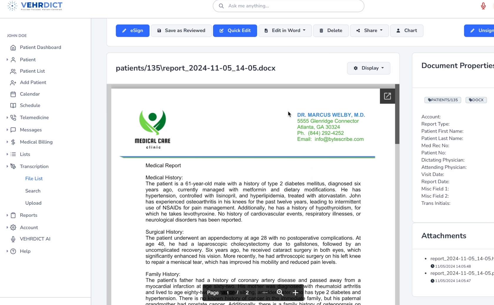 VEHRDICT Medical Document