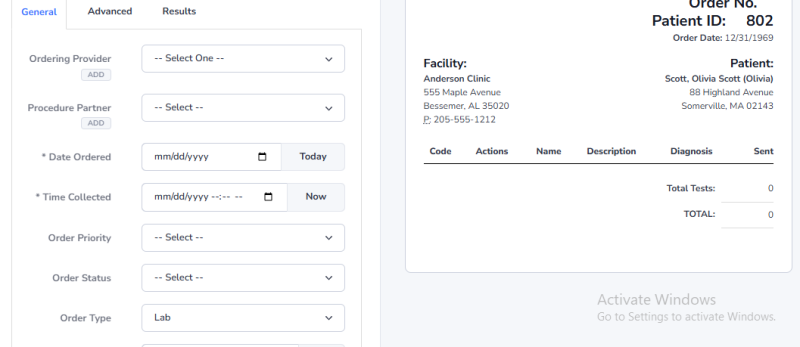 Pending Orders Section View