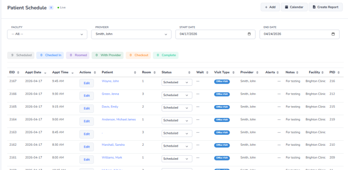 Today's Schedule Section