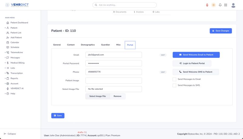 Access the Patient Portal directly from the Portal tab
