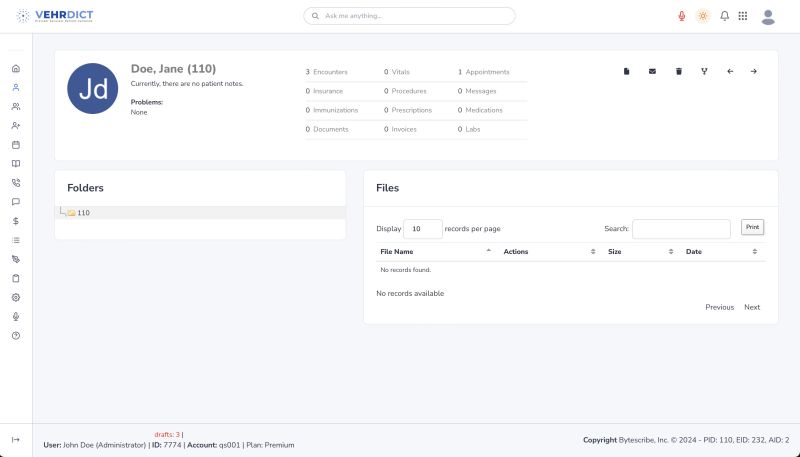 Documents Tab – View all patient-associated files in one place.