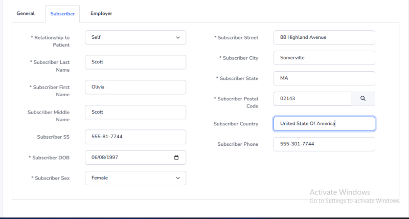 Insurance - Subscriber Section