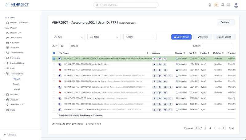 Documents List – Manage newly uploaded files.
